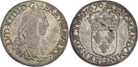 FRANCE / CAPÉTIENS - FRANCE / ROYAL
Louis XIV (1643-1715). Écu au buste juvénile, 2e poinçon d’effigie 1670, L, Bayonne.
Dy.1483 - G.206 - Dav.3802 ; ...