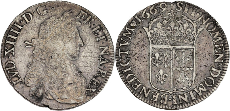 FRANCE / CAPÉTIENS - FRANCE / ROYAL
Louis XIV (1643-1715). Écu de Navarre au bus...