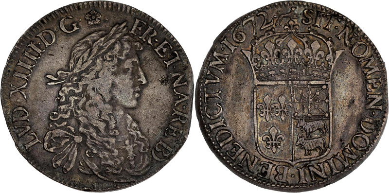 FRANCE / CAPÉTIENS - FRANCE / ROYAL
Louis XIV (1643-1715). Écu de Béarn au buste...