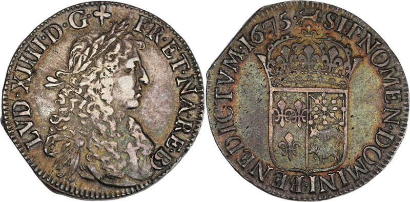 FRANCE / CAPÉTIENS - FRANCE / ROYAL
Louis XIV (1643-1715). Écu de Béarn au buste...