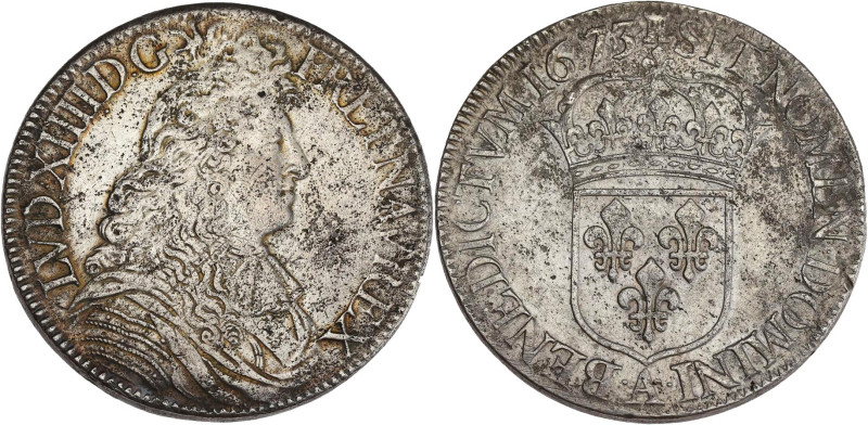 FRANCE / CAPÉTIENS - FRANCE / ROYAL
Louis XIV (1643-1715). Écu à la cravate, 1èr...
