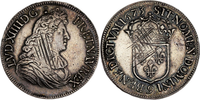 FRANCE / CAPÉTIENS - FRANCE / ROYAL
Louis XIV (1643-1715). Écu à la cravate, 1èr...