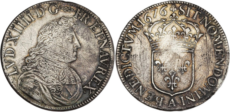 FRANCE / CAPÉTIENS - FRANCE / ROYAL
Louis XIV (1643-1715). Écu à la cravate, 1èr...