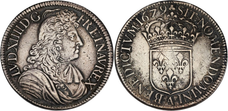 FRANCE / CAPÉTIENS - FRANCE / ROYAL
Louis XIV (1643-1715). Écu à la cravate, 2e ...