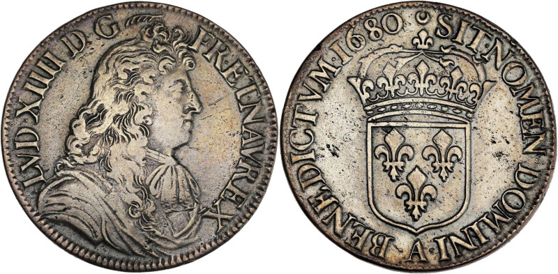 FRANCE / CAPÉTIENS - FRANCE / ROYAL
Louis XIV (1643-1715). Écu à la cravate, 2e ...