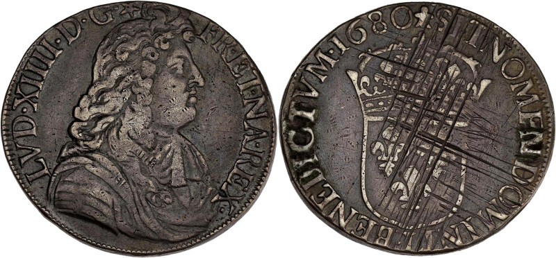 FRANCE / CAPÉTIENS - FRANCE / ROYAL
Louis XIV (1643-1715). Écu à la cravate, 2e ...