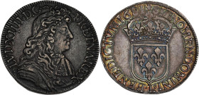 FRANCE / CAPÉTIENS - FRANCE / ROYAL
Louis XIV (1643-1715). Écu à la cravate, 2e émission par F. Warin 1681, L, Bayonne.
Dy.1493 - G.210 - Dav.3805 ; A...