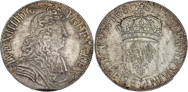 FRANCE / CAPÉTIENS - FRANCE / ROYAL
Louis XIV (1643-1715). Écu à la cravate, 2e ...