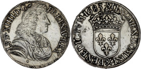 FRANCE / CAPÉTIENS - FRANCE / ROYAL
Louis XIV (1643-1715). Écu à la cravate, 2e émission par F. Warin 1683, &, Aix-en-Provence.
Dy.1493 - G.210 - Dav....