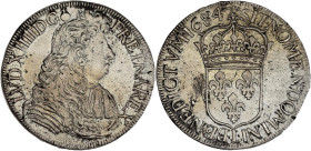 FRANCE / CAPÉTIENS - FRANCE / ROYAL
Louis XIV (1643-1715). Écu à la cravate, 2e émission par F. Warin 1684, L, Bayonne.
Dy.1493 - G.210 - Dav.3805 ; A...
