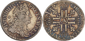 FRANCE / CAPÉTIENS - FRANCE / ROYAL
Louis XIV (1643-1715). Écu aux huit L, 1er type, flan neuf 1690, A, Paris.
Dy.1514 - G.216 - Dav.3811 ; Argent - 2...