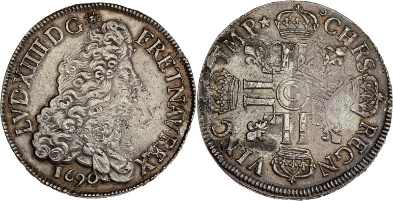 FRANCE / CAPÉTIENS - FRANCE / ROYAL
Louis XIV (1643-1715). Écu aux huit L, 1er t...