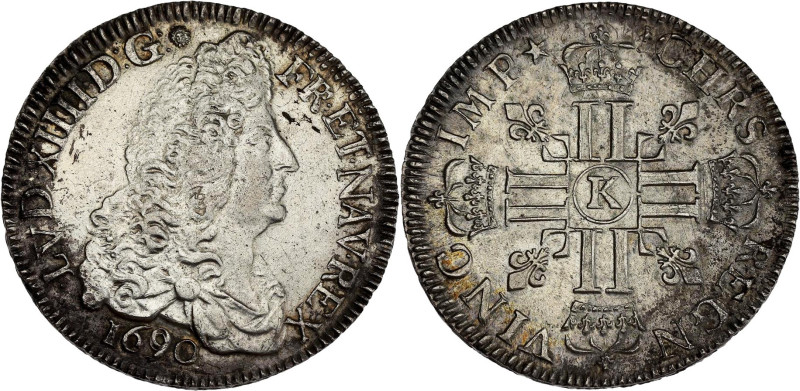 FRANCE / CAPÉTIENS - FRANCE / ROYAL
Louis XIV (1643-1715). Écu aux huit L, 1er t...