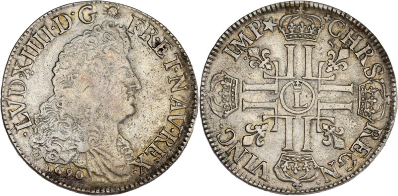 FRANCE / CAPÉTIENS - FRANCE / ROYAL
Louis XIV (1643-1715). Écu aux huit L, 1er t...