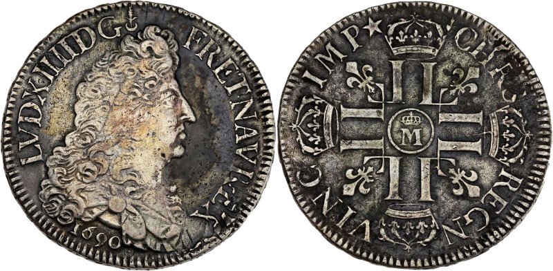 FRANCE / CAPÉTIENS - FRANCE / ROYAL
Louis XIV (1643-1715). Écu aux huit L, 1er t...