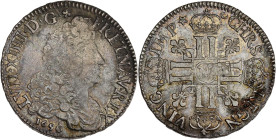 FRANCE / CAPÉTIENS - FRANCE / ROYAL
Louis XIV (1643-1715). Écu aux huit L, 1er type 1690, N, Montpellier.
Dy.1514A - G.216 - Dav.3811 ; Argent - 26,51...