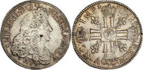 FRANCE / CAPÉTIENS - FRANCE / ROYAL
Louis XIV (1643-1715). Écu aux huit L, 1er type 1690, &, Aix-en-Provence.
Dy.1514A - G.216 - Dav.3811 ; Argent - 2...