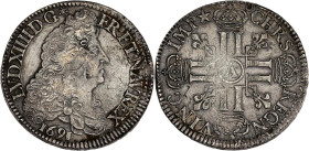 FRANCE / CAPÉTIENS - FRANCE / ROYAL
Louis XIV (1643-1715). Écu aux huit L, 1er type 1691, A, Paris.
Dy.1514A - G.216 - Dav.3811 ; Argent - 26,73 g - 3...