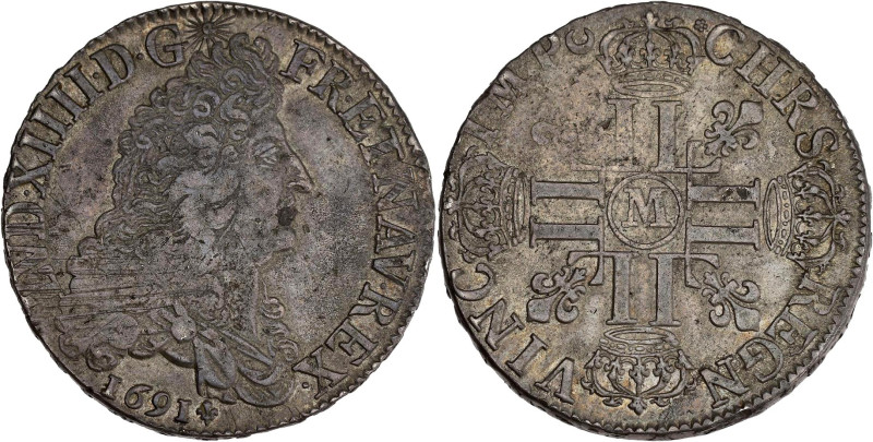 FRANCE / CAPÉTIENS - FRANCE / ROYAL
Louis XIV (1643-1715). Écu aux huit L, 1er t...