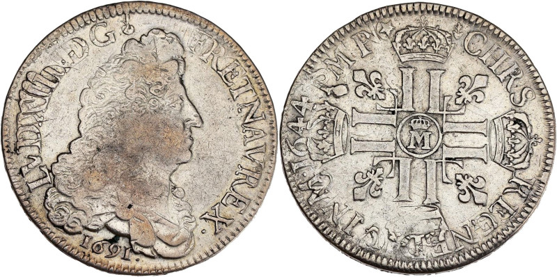 FRANCE / CAPÉTIENS - FRANCE / ROYAL
Louis XIV (1643-1715). Écu aux huit L, 1er t...