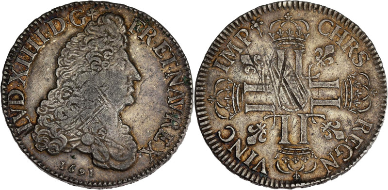 FRANCE / CAPÉTIENS - FRANCE / ROYAL
Louis XIV (1643-1715). Écu aux huit L, 1er t...