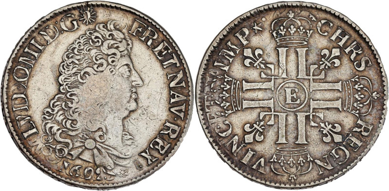 FRANCE / CAPÉTIENS - FRANCE / ROYAL
Louis XIV (1643-1715). Écu aux huit L, 1er t...