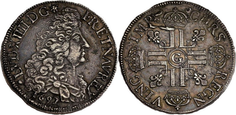 FRANCE / CAPÉTIENS - FRANCE / ROYAL
Louis XIV (1643-1715). Écu aux huit L, 1er t...