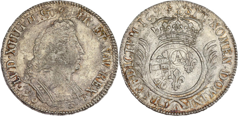 FRANCE / CAPÉTIENS - FRANCE / ROYAL
Louis XIV (1643-1715). Écu aux palmes 1694, ...