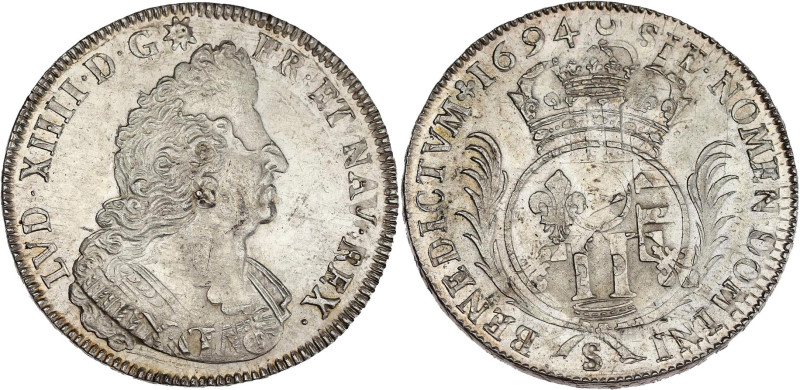 FRANCE / CAPÉTIENS - FRANCE / ROYAL
Louis XIV (1643-1715). Écu aux palmes 1694, ...