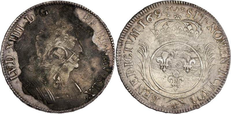 FRANCE / CAPÉTIENS - FRANCE / ROYAL
Louis XIV (1643-1715). Écu aux palmes 1694, ...