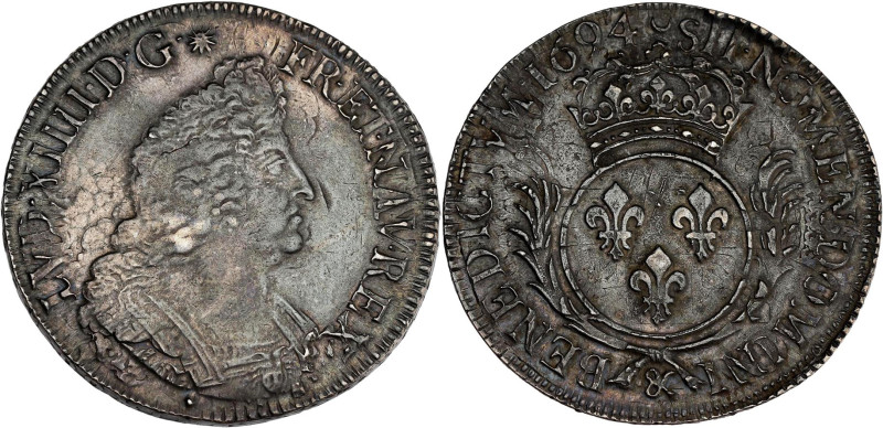 FRANCE / CAPÉTIENS - FRANCE / ROYAL
Louis XIV (1643-1715). Écu aux palmes 1694, ...