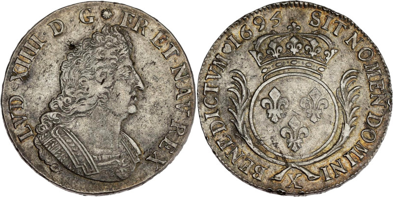 FRANCE / CAPÉTIENS - FRANCE / ROYAL
Louis XIV (1643-1715). Écu aux palmes, flan ...