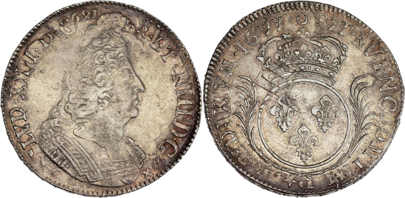 FRANCE / CAPÉTIENS - FRANCE / ROYAL
Louis XIV (1643-1715). Écu aux palmes 1697, ...