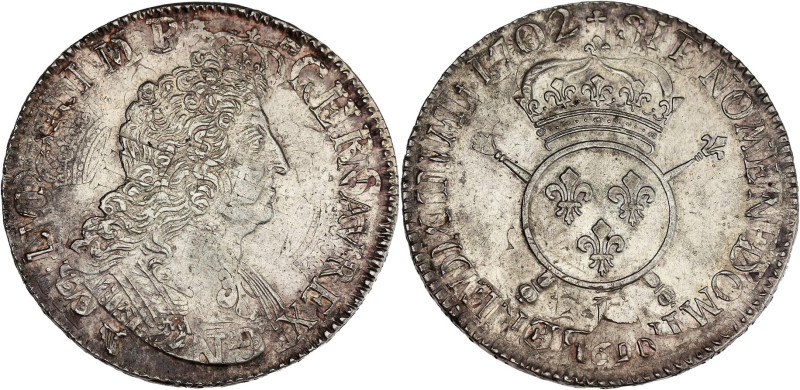 FRANCE / CAPÉTIENS - FRANCE / ROYAL
Louis XIV (1643-1715). Écu aux insignes 1702...