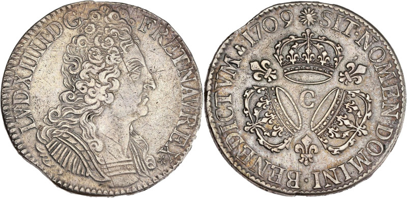 FRANCE / CAPÉTIENS - FRANCE / ROYAL
Louis XIV (1643-1715). Écu aux trois couronn...