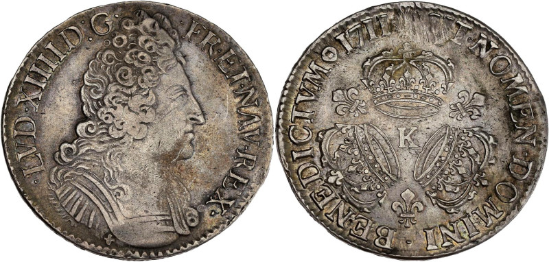 FRANCE / CAPÉTIENS - FRANCE / ROYAL
Louis XIV (1643-1715). Écu aux trois couronn...