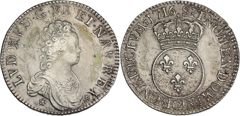 FRANCE / CAPÉTIENS - FRANCE / ROYAL
Louis XV (1715-1774). Écu dit Vertugadin 171...