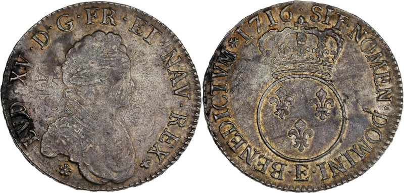 FRANCE / CAPÉTIENS - FRANCE / ROYAL
Louis XV (1715-1774). Écu dit Vertugadin 171...