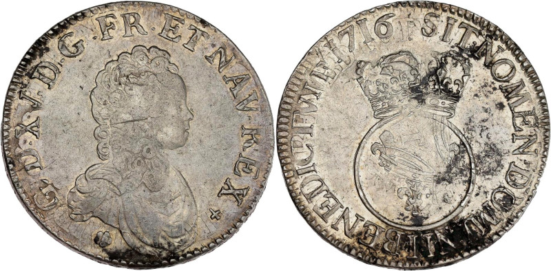 FRANCE / CAPÉTIENS - FRANCE / ROYAL
Louis XV (1715-1774). Écu dit Vertugadin 171...