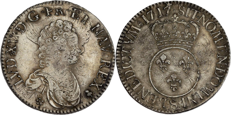 FRANCE / CAPÉTIENS - FRANCE / ROYAL
Louis XV (1715-1774). Écu dit Vertugadin 171...