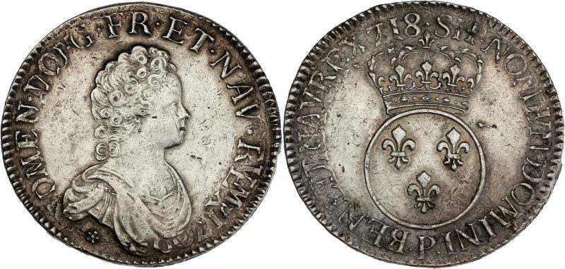 FRANCE / CAPÉTIENS - FRANCE / ROYAL
Louis XV (1715-1774). Écu dit Vertugadin 171...