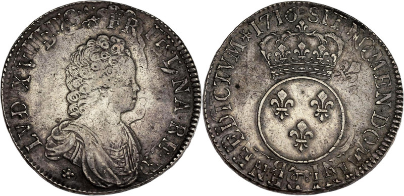 FRANCE / CAPÉTIENS - FRANCE / ROYAL
Louis XV (1715-1774). Écu dit Vertugadin de ...