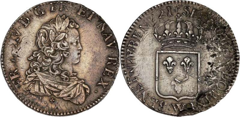 FRANCE / CAPÉTIENS - FRANCE / ROYAL
Louis XV (1715-1774). Écu de France 1721, W,...