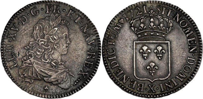 FRANCE / CAPÉTIENS - FRANCE / ROYAL
Louis XV (1715-1774). Écu de France 1721, X,...