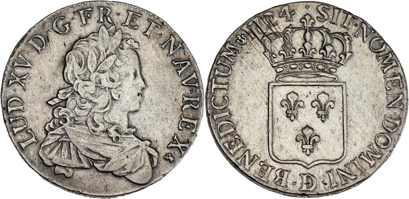 FRANCE / CAPÉTIENS - FRANCE / ROYAL
Louis XV (1715-1774). Écu de France, flan ne...