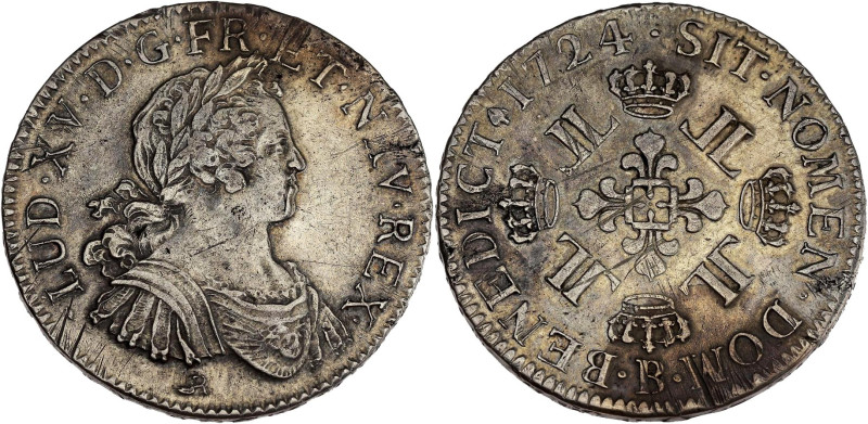 FRANCE / CAPÉTIENS - FRANCE / ROYAL
Louis XV (1715-1774). Écu aux huit L 1724, B...