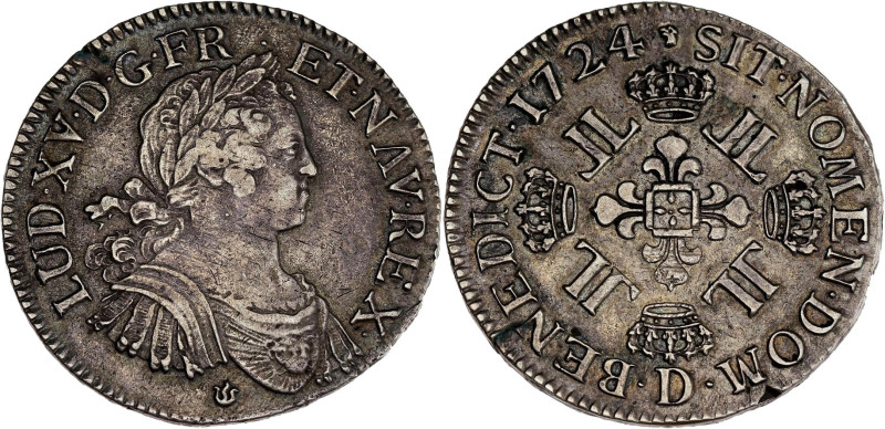 FRANCE / CAPÉTIENS - FRANCE / ROYAL
Louis XV (1715-1774). Écu aux huit L 1724, D...