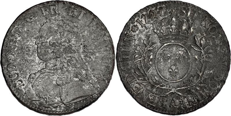 FRANCE / CAPÉTIENS - FRANCE / ROYAL
Louis XV (1715-1774). Écu aux rameaux d’oliv...