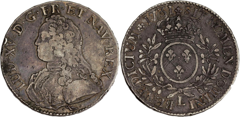 FRANCE / CAPÉTIENS - FRANCE / ROYAL
Louis XV (1715-1774). Écu aux rameaux d’oliv...