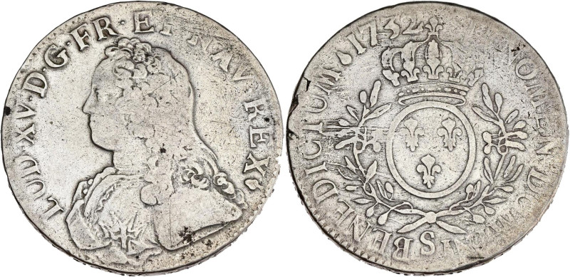 FRANCE / CAPÉTIENS - FRANCE / ROYAL
Louis XV (1715-1774). Écu aux rameaux d’oliv...